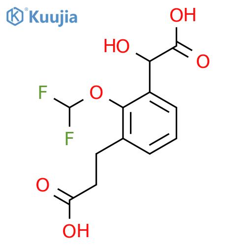 3-(2-Carboxyethyl)-2-(difluoromethoxy)mandelic acid structure