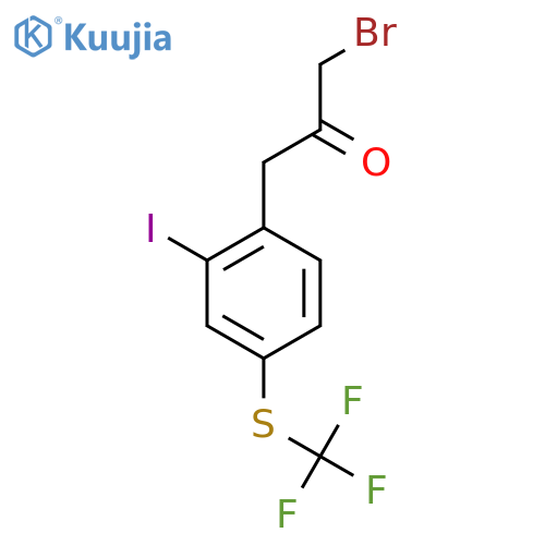 1-Bromo-3-(2-iodo-4-(trifluoromethylthio)phenyl)propan-2-one structure