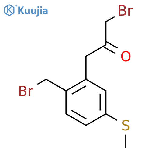 1-Bromo-3-(2-(bromomethyl)-5-(methylthio)phenyl)propan-2-one structure
