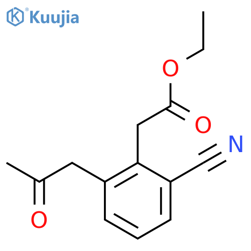 Ethyl 2-cyano-6-(2-oxopropyl)phenylacetate structure
