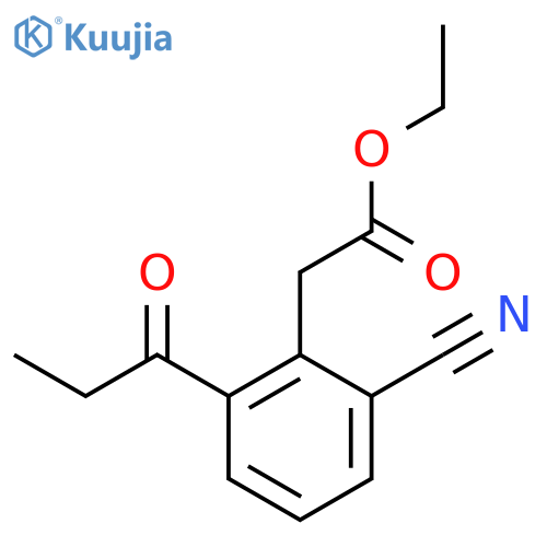Ethyl 2-cyano-6-propionylphenylacetate structure
