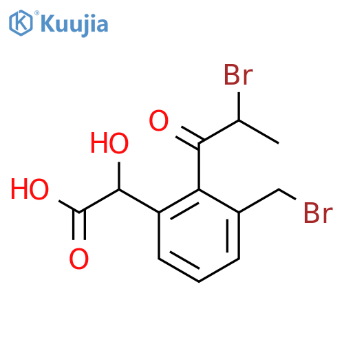 3-(Bromomethyl)-2-(2-bromopropanoyl)mandelic acid structure