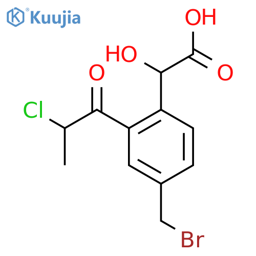4-(Bromomethyl)-2-(2-chloropropanoyl)mandelic acid structure