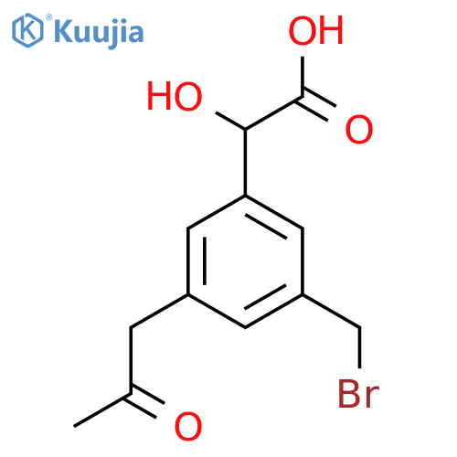 3-(Bromomethyl)-5-(2-oxopropyl)mandelic acid structure