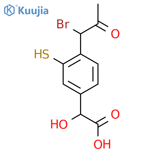 4-(1-Bromo-2-oxopropyl)-3-mercaptomandelic acid structure