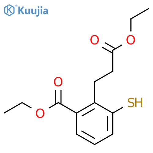 Ethyl 2-(3-ethoxy-3-oxopropyl)-3-mercaptobenzoate structure