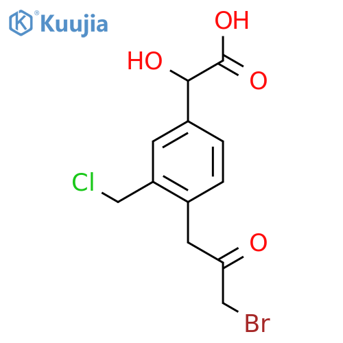 4-(3-Bromo-2-oxopropyl)-3-(chloromethyl)mandelic acid structure