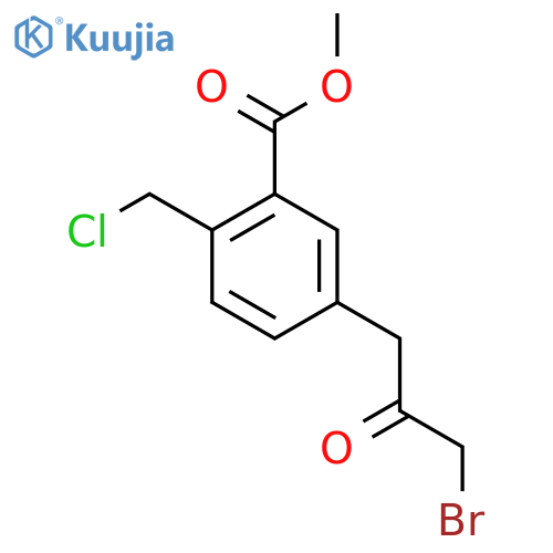 Methyl 5-(3-bromo-2-oxopropyl)-2-(chloromethyl)benzoate structure