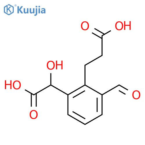 2-(2-Carboxyethyl)-3-formylmandelic acid structure