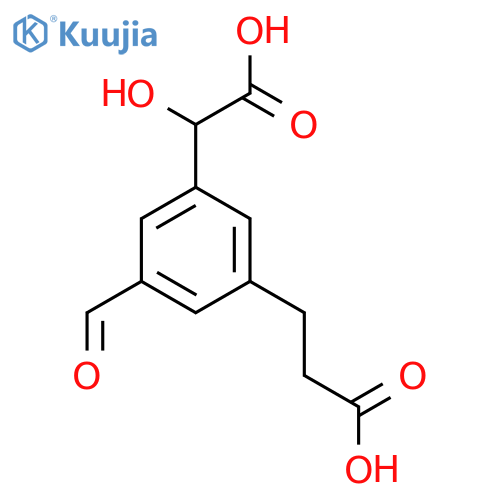 3-(2-Carboxyethyl)-5-formylmandelic acid structure