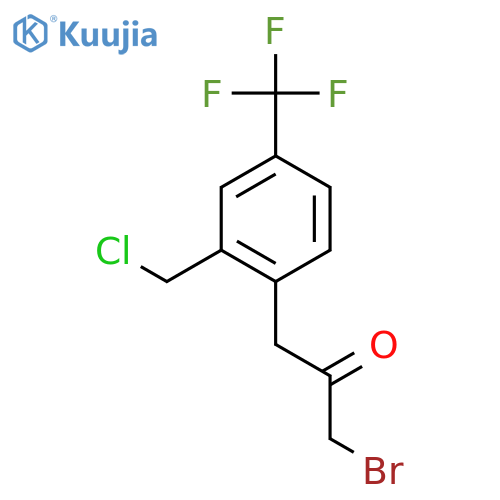 1-Bromo-3-(2-(chloromethyl)-4-(trifluoromethyl)phenyl)propan-2-one structure
