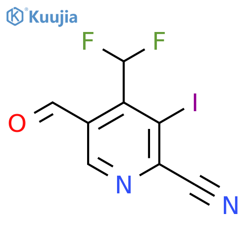2-Cyano-4-(difluoromethyl)-3-iodopyridine-5-carboxaldehyde structure