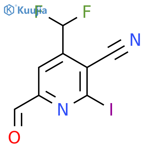 3-Cyano-4-(difluoromethyl)-2-iodopyridine-6-carboxaldehyde structure