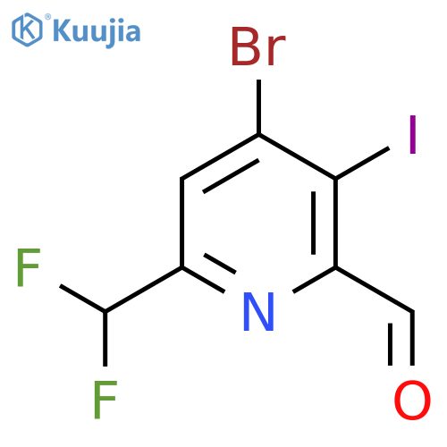 4-Bromo-6-(difluoromethyl)-3-iodopyridine-2-carboxaldehyde structure