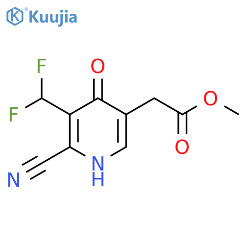 Methyl 2-cyano-3-(difluoromethyl)-4-hydroxypyridine-5-acetate structure