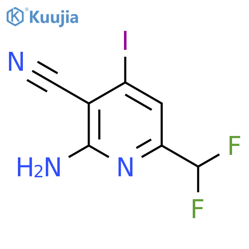 2-Amino-3-cyano-6-(difluoromethyl)-4-iodopyridine structure