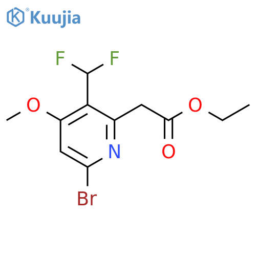 Ethyl 6-bromo-3-(difluoromethyl)-4-methoxypyridine-2-acetate structure