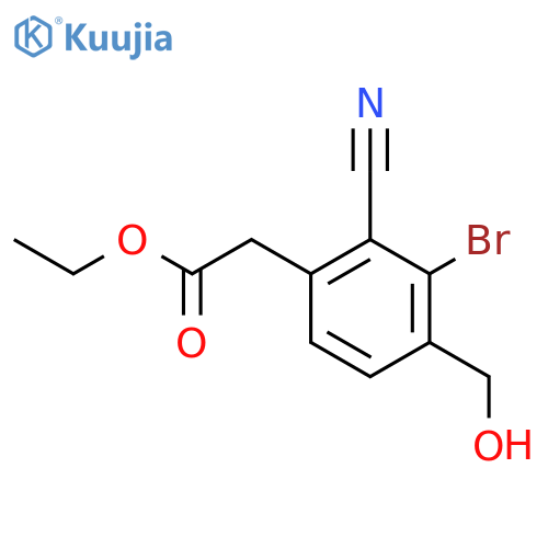 Ethyl 3-bromo-2-cyano-4-(hydroxymethyl)phenylacetate structure