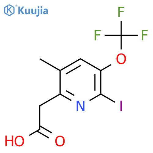 2-Iodo-5-methyl-3-(trifluoromethoxy)pyridine-6-acetic acid structure