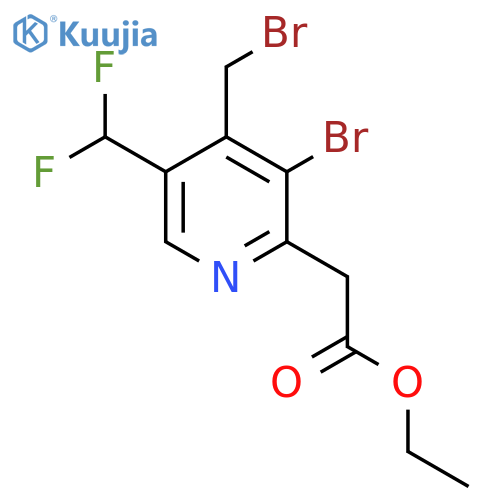 Ethyl 3-bromo-4-(bromomethyl)-5-(difluoromethyl)pyridine-2-acetate structure
