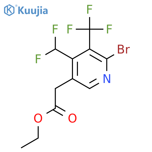 Ethyl 2-bromo-4-(difluoromethyl)-3-(trifluoromethyl)pyridine-5-acetate structure