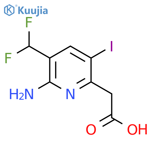 2-Amino-3-(difluoromethyl)-5-iodopyridine-6-acetic acid structure