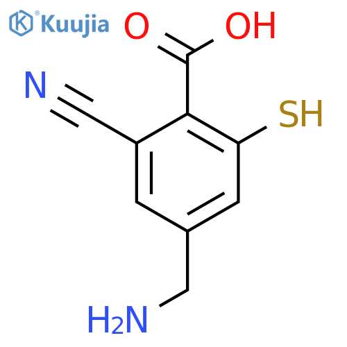 4-Aminomethyl-2-cyano-6-mercaptobenzoic acid structure