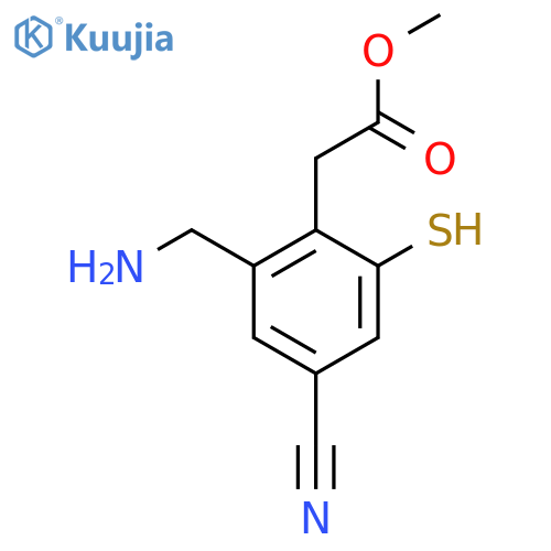 Methyl 2-aminomethyl-4-cyano-6-mercaptophenylacetate structure