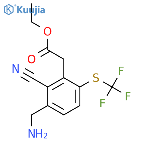 Ethyl 3-aminomethyl-2-cyano-6-(trifluoromethylthio)phenylacetate structure