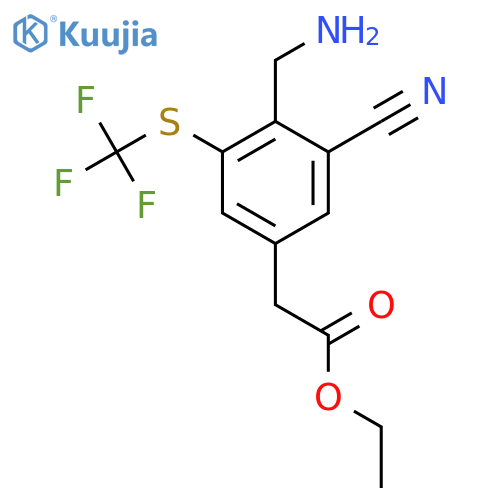 Ethyl 4-aminomethyl-3-cyano-5-(trifluoromethylthio)phenylacetate structure