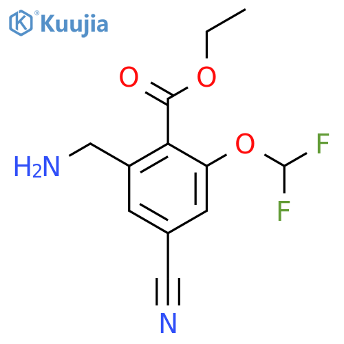 Ethyl 2-aminomethyl-4-cyano-6-(difluoromethoxy)benzoate structure