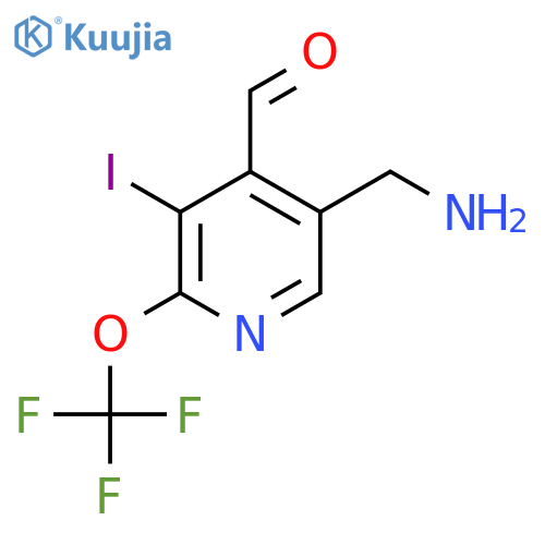 5-(Aminomethyl)-3-iodo-2-(trifluoromethoxy)pyridine-4-carboxaldehyde structure