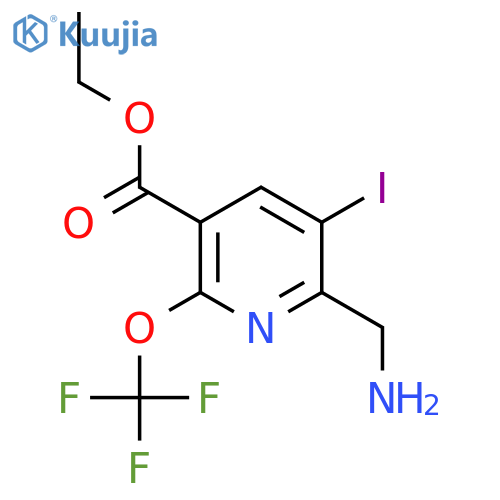 Ethyl 2-(aminomethyl)-3-iodo-6-(trifluoromethoxy)pyridine-5-carboxylate structure