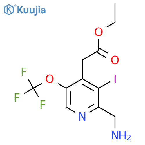 Ethyl 2-(aminomethyl)-3-iodo-5-(trifluoromethoxy)pyridine-4-acetate structure
