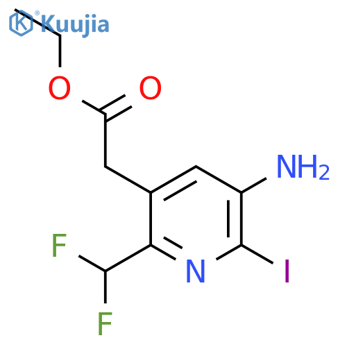 Ethyl 3-amino-6-(difluoromethyl)-2-iodopyridine-5-acetate structure