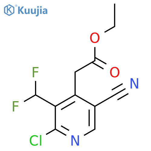 Ethyl 2-chloro-5-cyano-3-(difluoromethyl)pyridine-4-acetate structure