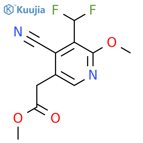 Methyl 4-cyano-3-(difluoromethyl)-2-methoxypyridine-5-acetate structure