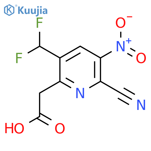 2-Cyano-5-(difluoromethyl)-3-nitropyridine-6-acetic acid structure