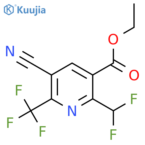 Ethyl 3-cyano-6-(difluoromethyl)-2-(trifluoromethyl)pyridine-5-carboxylate structure