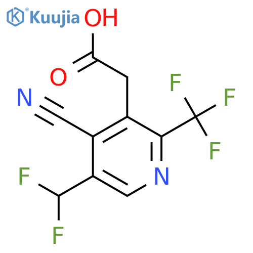 4-Cyano-5-(difluoromethyl)-2-(trifluoromethyl)pyridine-3-acetic acid structure