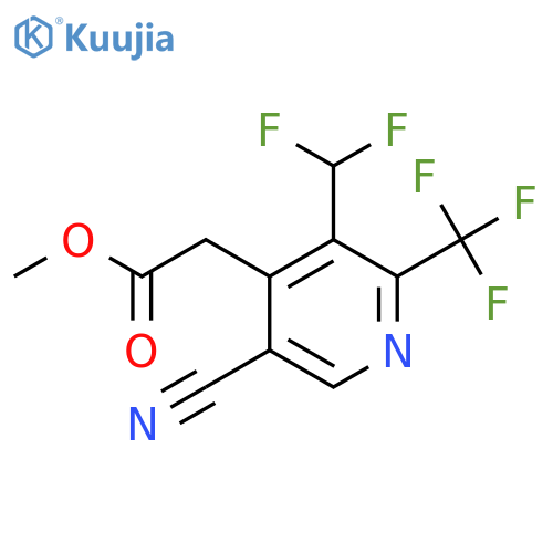 Methyl 5-cyano-3-(difluoromethyl)-2-(trifluoromethyl)pyridine-4-acetate structure