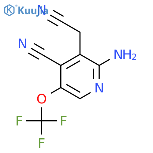 2-Amino-4-cyano-5-(trifluoromethoxy)pyridine-3-acetonitrile structure