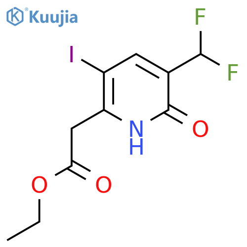 Ethyl 3-(difluoromethyl)-2-hydroxy-5-iodopyridine-6-acetate structure