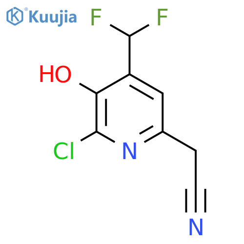 2-Chloro-4-(difluoromethyl)-3-hydroxypyridine-6-acetonitrile structure