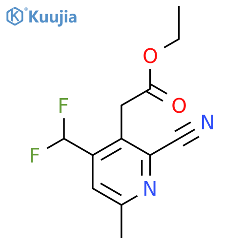 Ethyl 2-cyano-4-(difluoromethyl)-6-methylpyridine-3-acetate structure