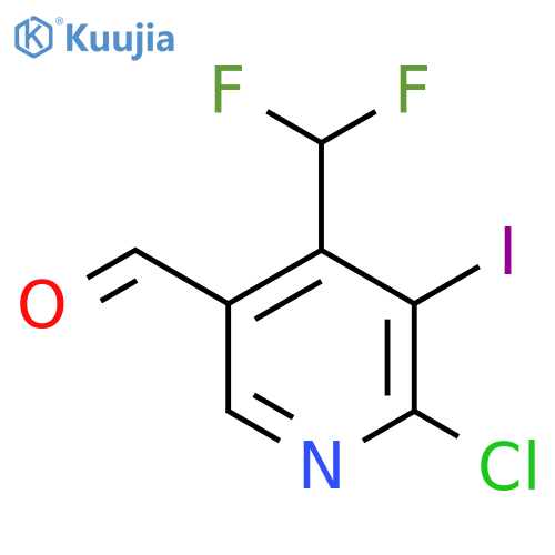 2-Chloro-4-(difluoromethyl)-3-iodopyridine-5-carboxaldehyde structure