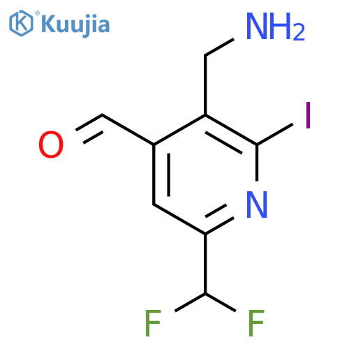 3-(Aminomethyl)-6-(difluoromethyl)-2-iodopyridine-4-carboxaldehyde structure