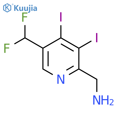 2-(Aminomethyl)-5-(difluoromethyl)-3,4-diiodopyridine structure