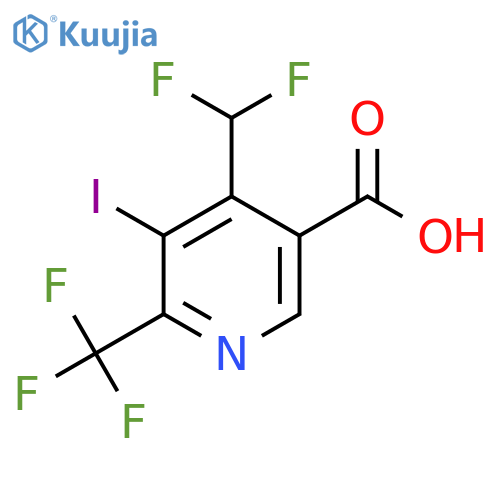 4-(Difluoromethyl)-3-iodo-2-(trifluoromethyl)pyridine-5-carboxylic acid structure