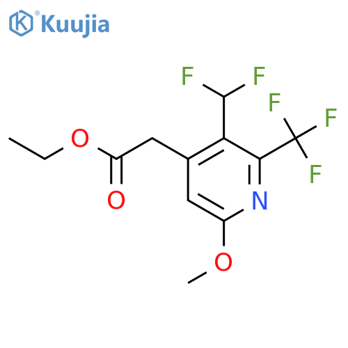 Ethyl 3-(difluoromethyl)-6-methoxy-2-(trifluoromethyl)pyridine-4-acetate structure